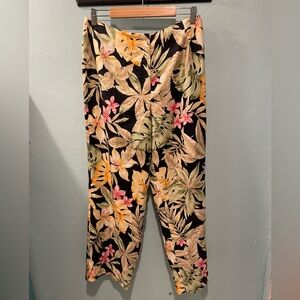 Talbots Womens Silk Floral Pants Size 12 High Rise Beach Flowy Resortwear Travel